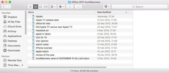 how to find autorecover location for word for mac 2011
